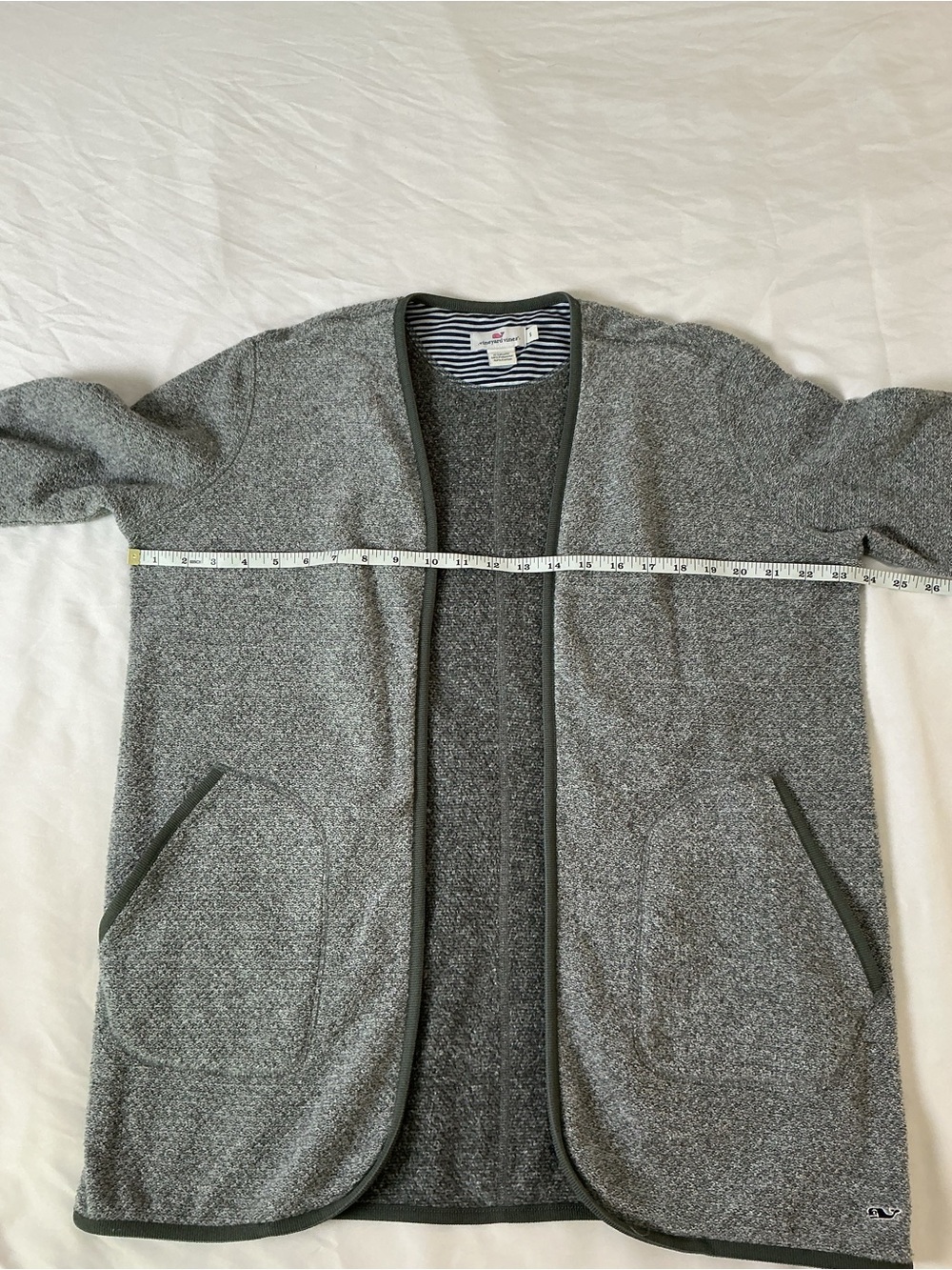 Vineyard Vines Gray Open Front Cardigan Size S | Soft Knit Layer - Picture 3 of 7